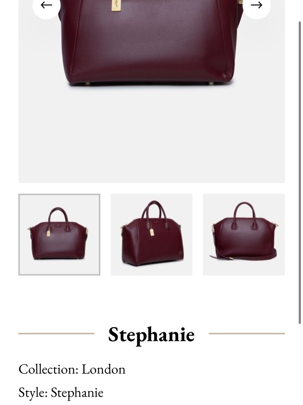 Moncrief “Stephanie” Structured Leather Satchel in Deep Burgundy - Picture 4 of 14